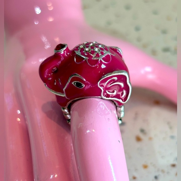 Pink Elephant Ring with Stretch Comfort Band - Picture 3 of 10